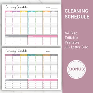 Editable Cleaning Planner: Chore Chart, ADHD-Friendly Checklist (Digital Download PDF)