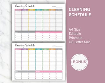 Editable Cleaning Planner: Chore Chart, ADHD-Friendly Checklist (Digital Download PDF)