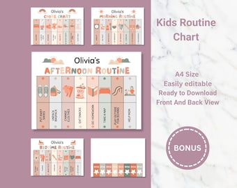Kids' Routine Flip Chart: Editable Morning & Bedtime Chore Chart (Digital Download)