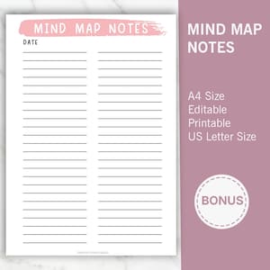 Printable Mind Map Planner: Brainstorming & Visual Thinking (PDF Download A4/US Letter Size)