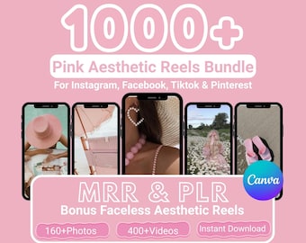 Pink Aesthetic Reels & Photos Bundle, Instagram Marketing (MRR/PLR) (Digital Download)