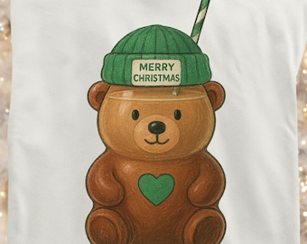 Christmas Bear Starbucks Cup PNG, Holiday Iced Coffee (Digital Download)