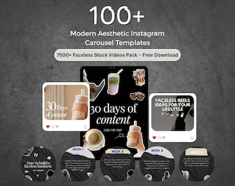 100+Cozy Instagram Carousel for Digital Product Seller, MRR, PLR, Aesthetic Canva Template Coaches Creators, Done For You TikTok Carousel