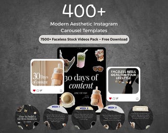 400+ gemütliche Instagram-Karussellvorlagen: Verkäufer für digitale Produkte, MRR, PLR (Canva bearbeitbar, digitaler Download)