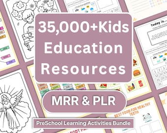Kids Learning Activity Bundle, 35000+ kids activities, 200+ Printable Worksheets (Digital Download A4 Size),Ready to use