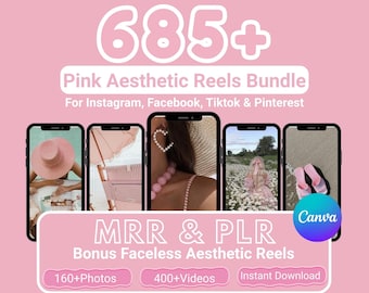 Pink Aesthetic Reels Bundle, Social Media Marketing (MRR/PLR) (Digital Download)