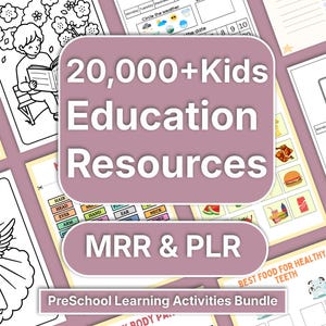 20,000+Kids Learning, Kindergarten Busy Book, MRR&PLR Kids Resources, Learning Activities, DFY Digital Product Master Resell Rights
