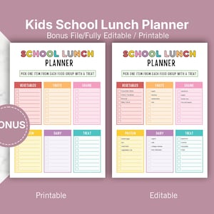 Planificateur de repas pour enfants, Tableau des tâches ménagères pour enfants, Menu de repas préscolaire, Planificateur de repas pour l'école à domicile, Liste de contrôle des repas, Planificateur d'une alimentation saine pour enfants