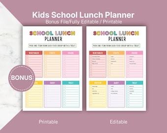 Kids Summer Meal Planner: Editable, Printable Chore Chart (PDF Download)