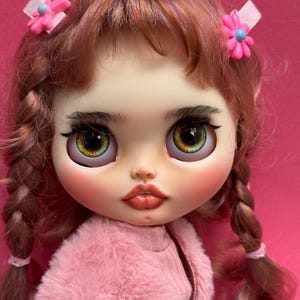 Blythe doll, custom Blythe doll, art doll, handmade art doll, Blythe ooak, pink, present for her, Cherry