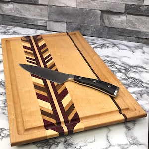 Handmade Maple Cutting Board – Walnut, Cherry & Purpleheart Accents