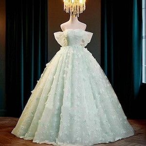 Green Fairy Prom Tulle dress, Green prom dress, fantasy dress, corset wedding dress, elven dress, prom dress ball gown, fairy ball gown