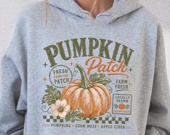 Fall Pumpkin Patch Hoodie, Autumn Vibes Sweatshirt, Farm Fresh Pumpkin Sweater, Harvest Season Gift, Womens Fall Hoodie, Farmers Market Gift