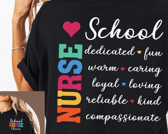 Comfort Colors® Custom School Nurse Shirt, Personalized Name School Nurse T-Shirt, Nursing School, Front and Back Shirt, New Nurse Gifts
