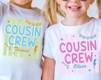Custom Cousin Crew Kids Shirts, Cousin Matching Toddler T-Shirt, Cousin Announcement Gift, Striped Cousin Reunion Tee, Cousin Gathering Tee