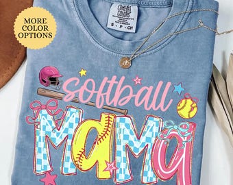 Comfort Colors® Softball Mama Shirt, Coquette Softball T-Shirt, Game Day Softball, Softball Season Tee, Mothers Day Gift, Softball Mom Shirt