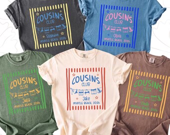 Comfort Colors® Personalized Cousins Club Shirt, Custom Matching Cousin Vacation T-Shirt, Summer Family Reunion Tees, Cousin Birthday Gift