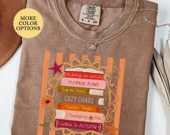 Comfort Colors® All Booked for Fall Shirt, Cozy Autumn Reading T-Shirt, Pumpkin Spice Plans Tee, Fall Season Gift, Cute Autumn Vibes Shirt