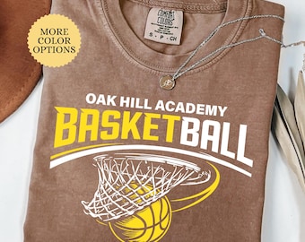 Comfort Colors® Custom Basketball Shirt, Personalized School Name T-Shirt, Basketball Season Tee, Game Day T-Shirt, Basketball Lover Gift