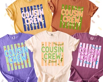 Comfort Colors® Personalized Cousin Crew Shirts, Matching Cousins T-Shirt, Striped Family Reunion Tee, Family Cousin Gift, Cousin Squad Tee