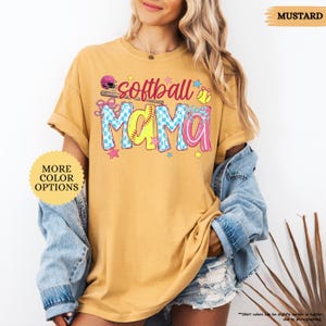 T-shirt de maman de softball Comfort Colors®, T-shirt de softball Coquette, T-shirt de softball pour le jour du match, T-shirt de la saison de softball, Cadeau pour la fête des Mères, T-shirt de maman de softball image 9
