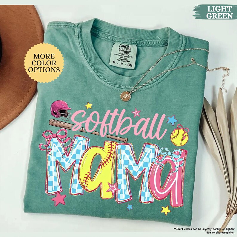T-shirt de maman de softball Comfort Colors®, T-shirt de softball Coquette, T-shirt de softball pour le jour du match, T-shirt de la saison de softball, Cadeau pour la fête des Mères, T-shirt de maman de softball image 7