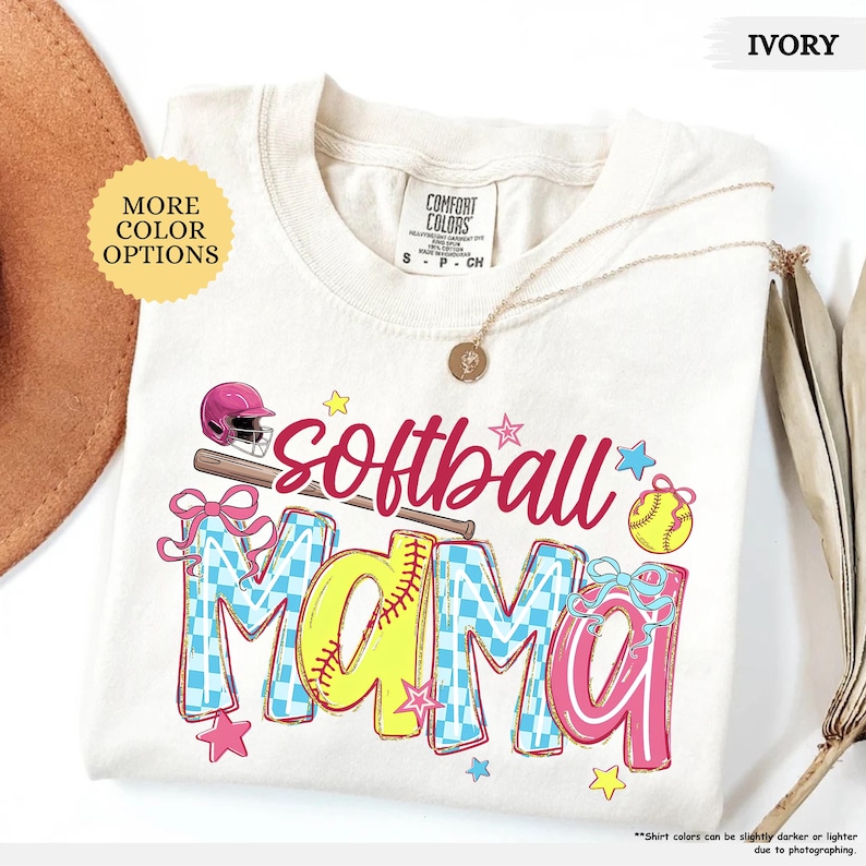 T-shirt de maman de softball Comfort Colors®, T-shirt de softball Coquette, T-shirt de softball pour le jour du match, T-shirt de la saison de softball, Cadeau pour la fête des Mères, T-shirt de maman de softball image 4