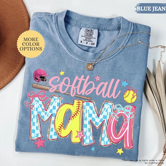 Comfort Colors® Softball Mama Shirt, Coquette Softball T-Shirt, Game Day Softball, Softball Season Tee, Mothers Day Gift, Softball Mom Shirt