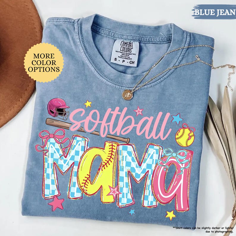T-shirt de maman de softball Comfort Colors®, T-shirt de softball Coquette, T-shirt de softball pour le jour du match, T-shirt de la saison de softball, Cadeau pour la fête des Mères, T-shirt de maman de softball image 1