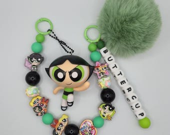 Powerpuff Girls Buttercup Keychains & Charms Set