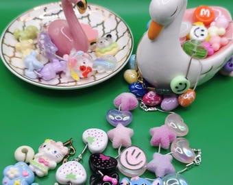 Chunky Bead Bracelet | Kawaii Y2K Charms, Kidcore Jewelry