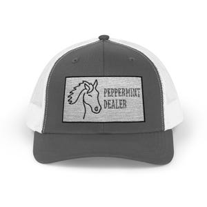 Peppermint Dealer Snapback Trucker Cap | Fun Horse Cap, Gifts for Horse Lovers, Trendy Hat for Equestrian Events, Summer Wear