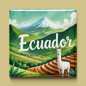 Imán de Ecuador | 8 diseños para elegir | Recuerdo hecho a mano | Volcanes, cultura, naturaleza | Regalo para fanáticos y coleccionistas de Sudamérica