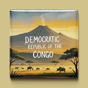 Imán del Congo | 8 diseños para elegir | Recuerdo hecho a mano | Naturaleza, animales, cultura y mapa | Regalo para los fanáticos y viajeros de África.