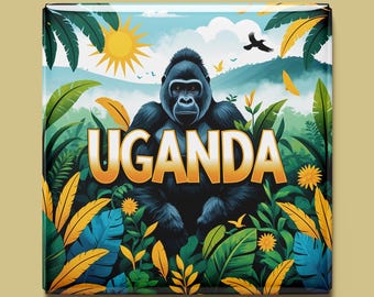 Uganda Magnet | 8 designs to choose from | Handmade souvenir | Gorillas, nature, animals & culture | Gift for Africa fans and travelers