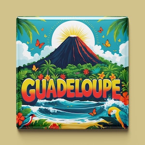 Aimant Guadeloupe | 6 modèles au choix | Souvenir fait main | Île, volcans, plage, culture | Cadeau pour les fans des Caraïbes