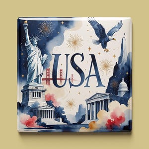 USA Magnet | 6 Designs zur Auswahl | Handgemachtes Souvenir | New York, Grand Canyon, Route 66 & mehr | Geschenk für Amerika-Fans