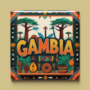 Imán de Gambia | 5 diseños para elegir | Recuerdo hecho a mano | Río, naturaleza, cultura y mapa | Regalo para los fanáticos y viajeros de África.