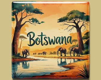 Botswana Magnet | 6 designs to choose from | Handmade souvenir | Okavango, elephants & safari | Gift for Africa fans and travelers
