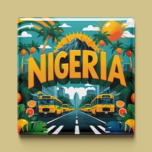 Imán de Nigeria | 6 diseños para elegir | Recuerdo hecho a mano | Lagos, cultura, máscaras y naturaleza | Regalo para los fanáticos y viajeros de África.