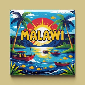 Imán de Malawi | 6 diseños para elegir | Recuerdo hecho a mano | Lago Malawi, naturaleza, animales y cultura | Regalo para los fanáticos y viajeros de África.