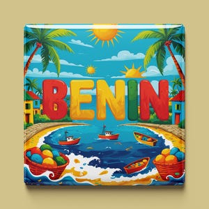 Imán de Benín | 5 diseños para elegir | Recuerdo hecho a mano | Cultura, historia, naturaleza y mapa | Regalo para los fanáticos y viajeros de África.