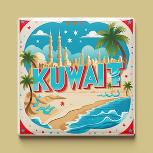 Aimant du Koweït | 5 modèles au choix | Souvenir fait main | Horizon, désert, culture, mosquée | Cadeau pour les fans et collectionneurs d'Orient