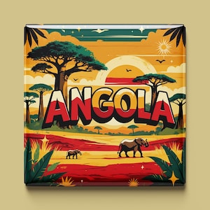 Angola Magnet | 5 Designs zur Auswahl | Handgemachtes Souvenir | Luanda, Natur, Muster & Karte | Geschenk für Afrika-Fans und Reisende