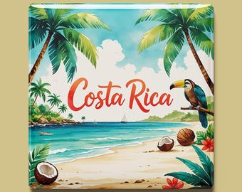 Imán de Costa Rica | 6 diseños para elegir | Recuerdo hecho a mano | Jungla, perezoso, volcán, playa | Regalo para los amantes de la naturaleza y lo tropical.