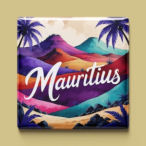 Imán de Mauricio | 6 diseños para elegir | Recuerdo hecho a mano | Playa, Volcán, Chamarel y Camaleón | Regalo para los fanáticos tropicales