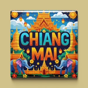 Chiang Mai Magnet | 7 designs to choose from | Handmade souvenir | Thailand, temples, elephants, mountains, gift for Asia lovers