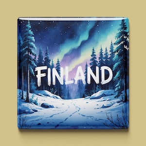 Finnland Magnet | 6 Designs zur Auswahl | Handgemachtes Souvenir | Seen, Wälder, Polarlichter & Karte | Geschenk für Skandinavien-Fans