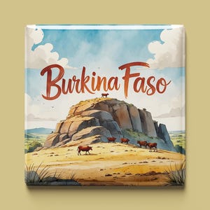 Imán de Burkina Faso | 5 diseños para elegir | Recuerdo hecho a mano | Cultura, máscaras, naturaleza y mapa | Regalo para los fans de África