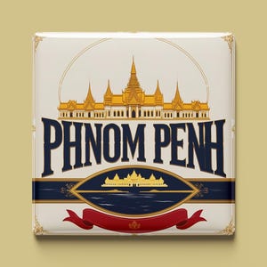 Phnom Penh-magnet | 6 designer att välja mellan | Handgjord souvenir | Kambodja, Kungliga palatset, Mekongfloden, Pagoder, Stadsliv